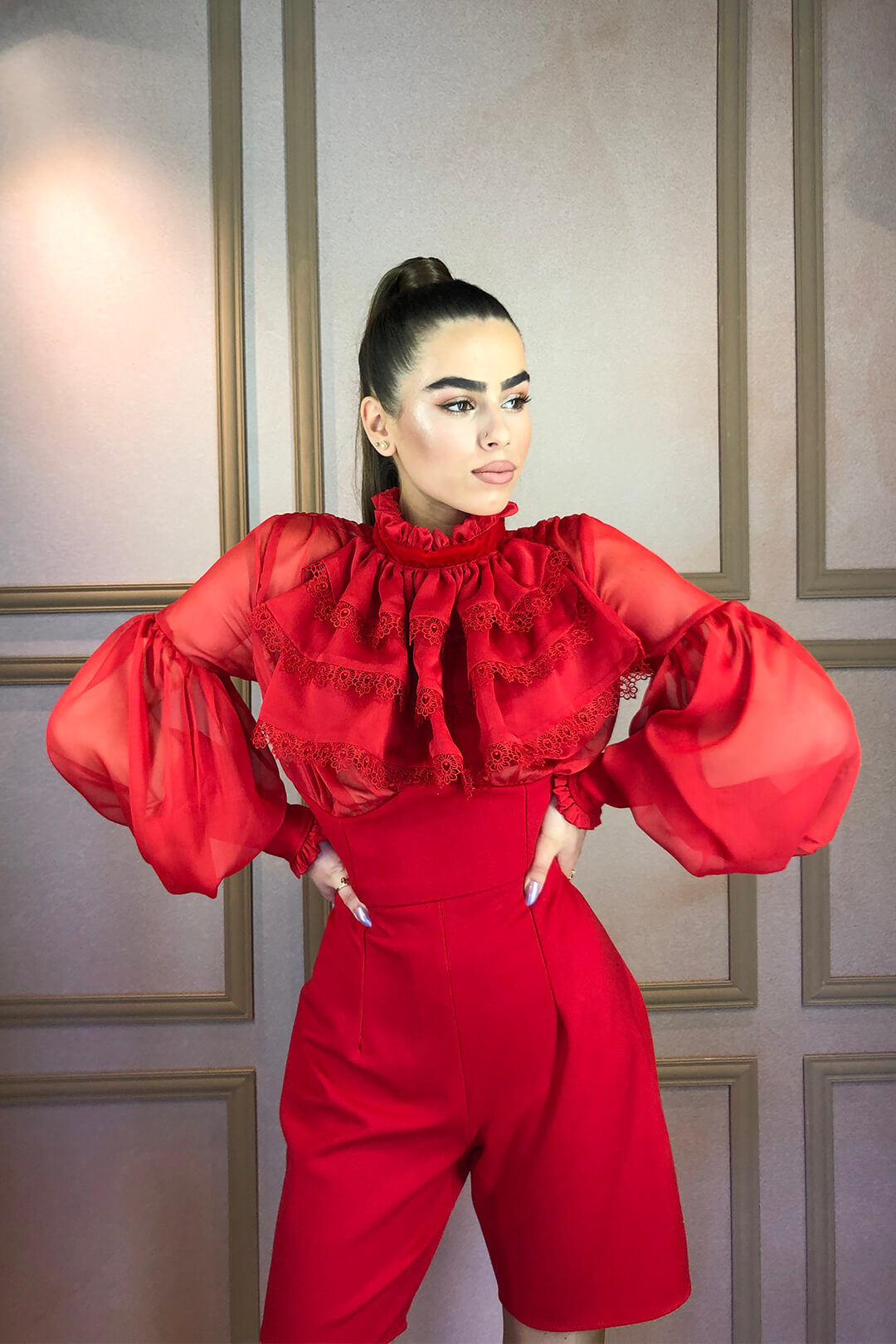 Red Ruffled